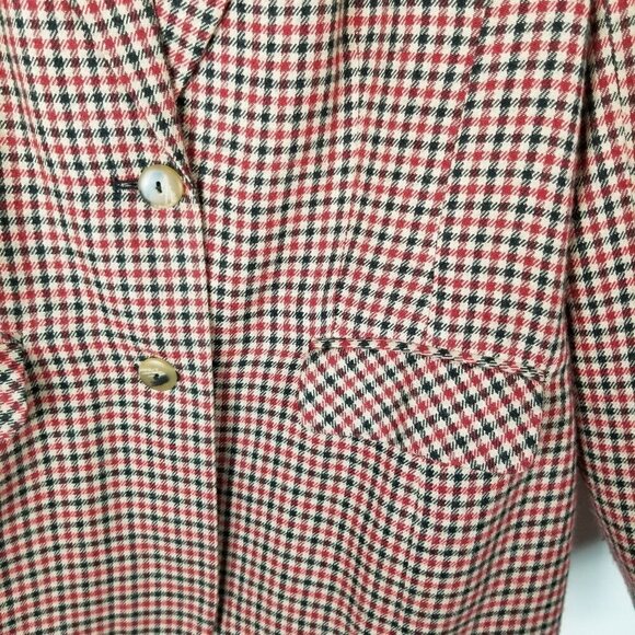 Sag Harbor 12 Red Tan plaid Blazer Double button, flap pockets - Picture 7 of 7